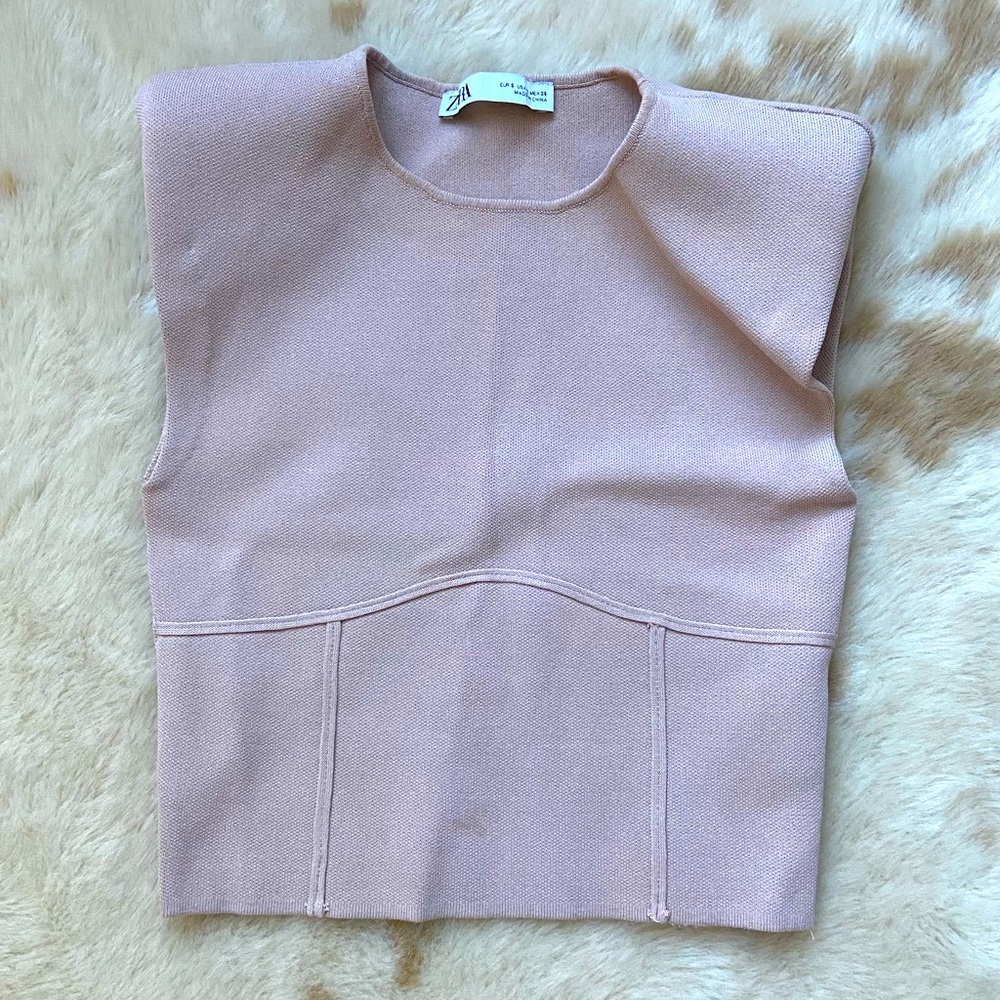 Zara nude shoulder padded tank top